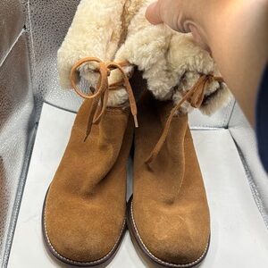 Pre-owned Cozy Tan Suede Women's Boots made in Brazil.